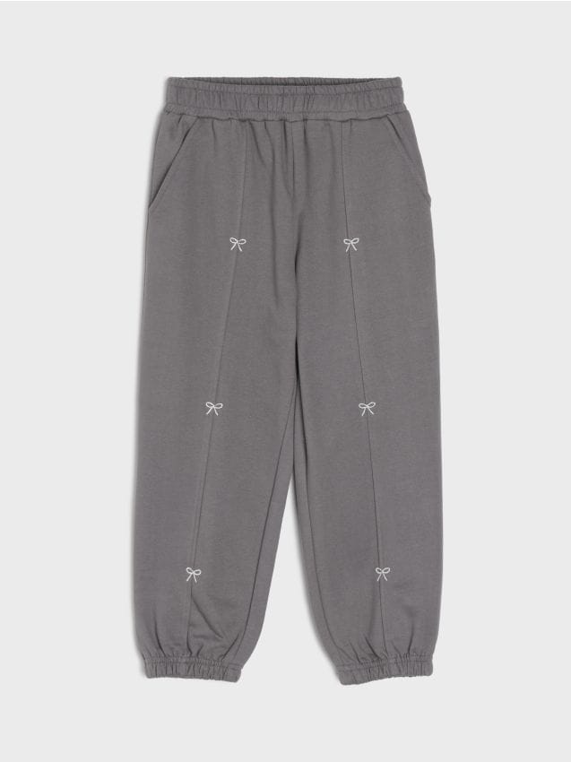 Sinsay - Pantaloni din bumbac jogger - gri-închis