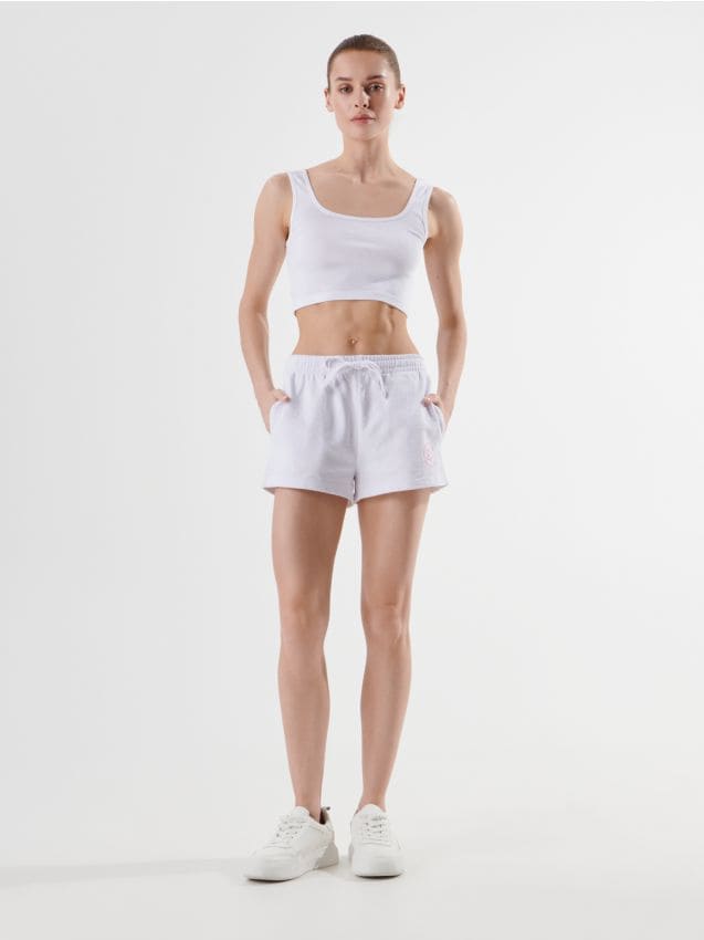 Sinsay - Pantaloni scurți basic - alb