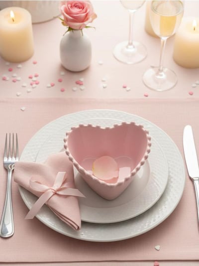 Valentin-napi kerámia tál szív alakban