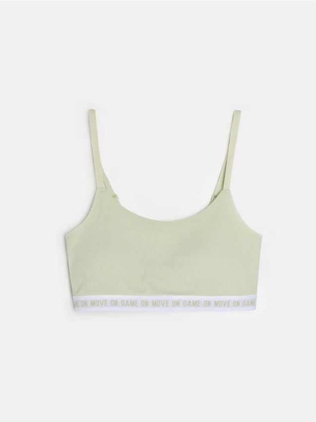 Sinsay - Bawełniany sportowy biustonosz typu top - zielony