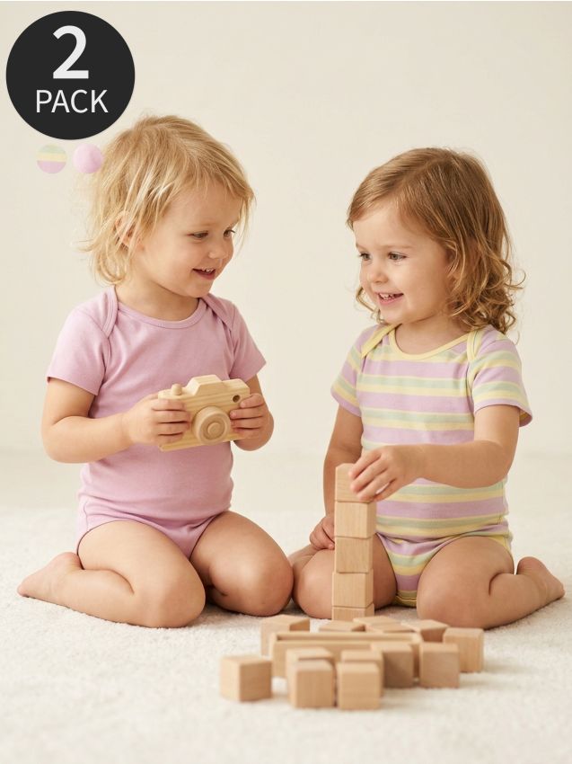 Sinsay - Set 2 body-uri din bumbac - galben-deschis