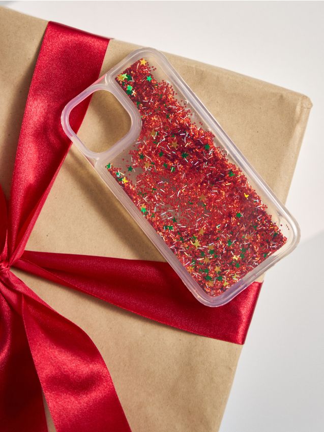 Sinsay - Trblietavé vianočné puzdro na iPhone 15 - červená
