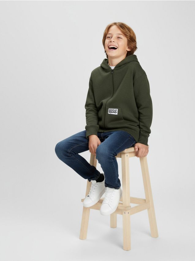 Sinsay - Zapínacia mikina s kapucňou - khaki