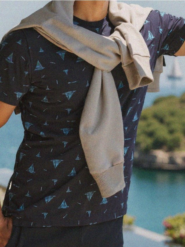 Sinsay - MEN`S T-SHIRT - bleumarin