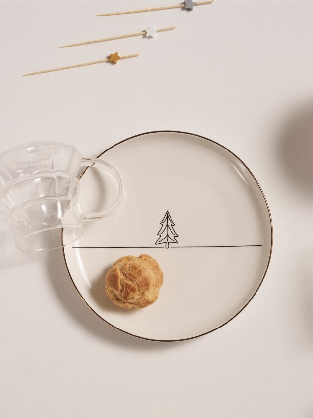 Sinsay - Vianočný tanier s motívom stromčeka - biela
