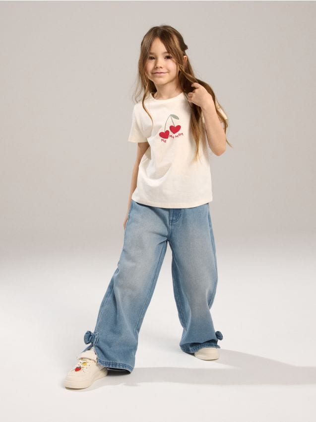 Sinsay - Tricou din bumbac cu imprimeu - crem