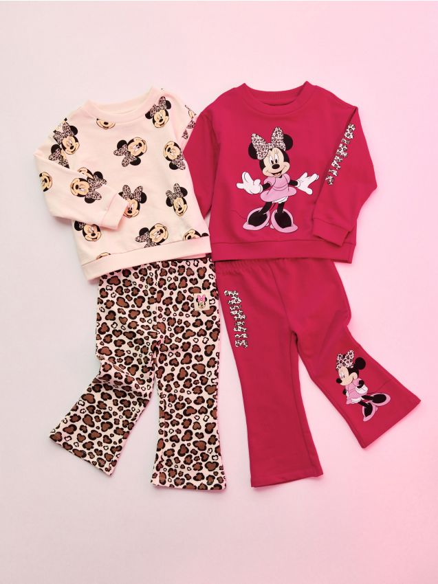 Sinsay - Legginsy flare z nadrukiem 2 pack Minnie Mouse - różowy
