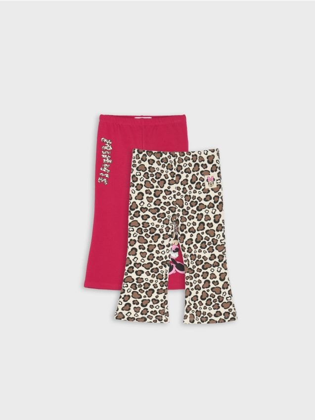 Sinsay - Legginsy flare z nadrukiem 2 pack Minnie Mouse - różowy