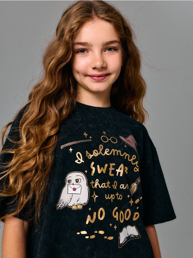 Sinsay - Tricou din bumbac cu imprimeu Harry Potter - negru