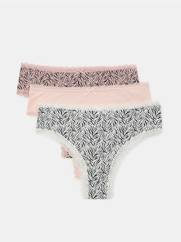 Sinsay - Chiloți brazilieni cu dantelă pachet de 3 - multicolor