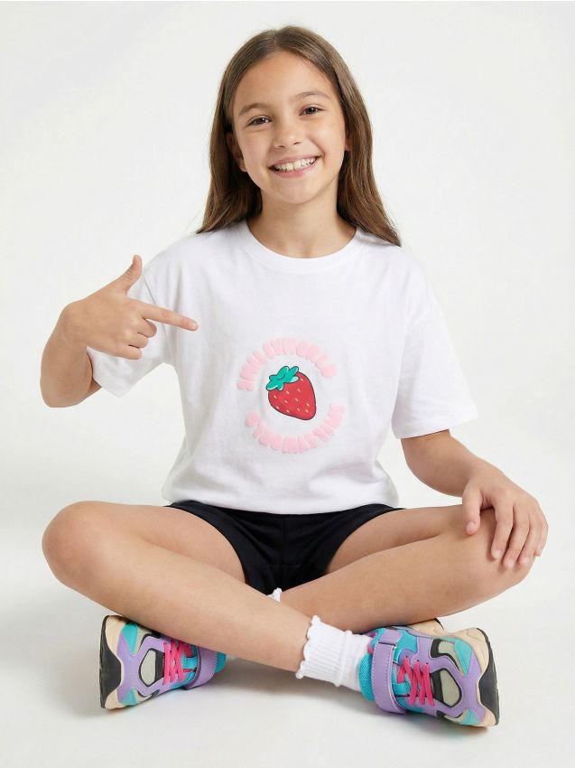 Sinsay - Tricou din bumbac cu imprimeu Smiley World - alb