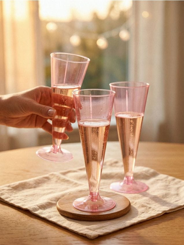 Sinsay - Set de pahare din plastic pentru șampanie 10 pack - roz-pastel