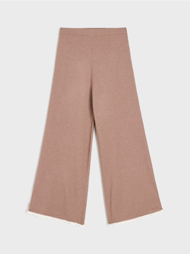 Sinsay - Pantaloni wide leg tricotati cu detaliu din dantelă - maro