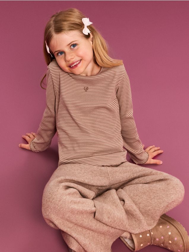 Sinsay - Pantaloni wide leg cu viscoză - bej