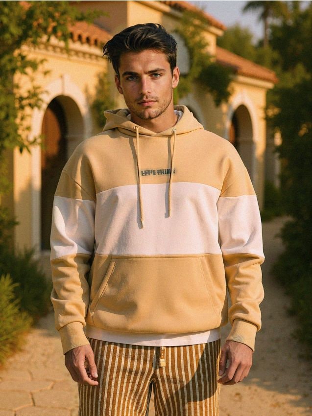 Sinsay - Bluza colorblock - beżowy