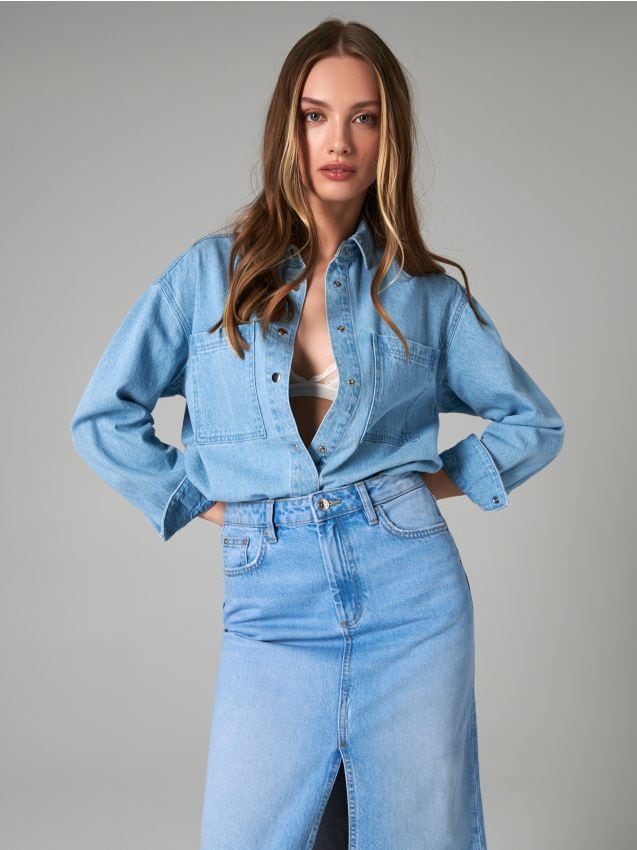 【INCHANT ME】533 Denim Midi Skirt Denim Midi Skirt