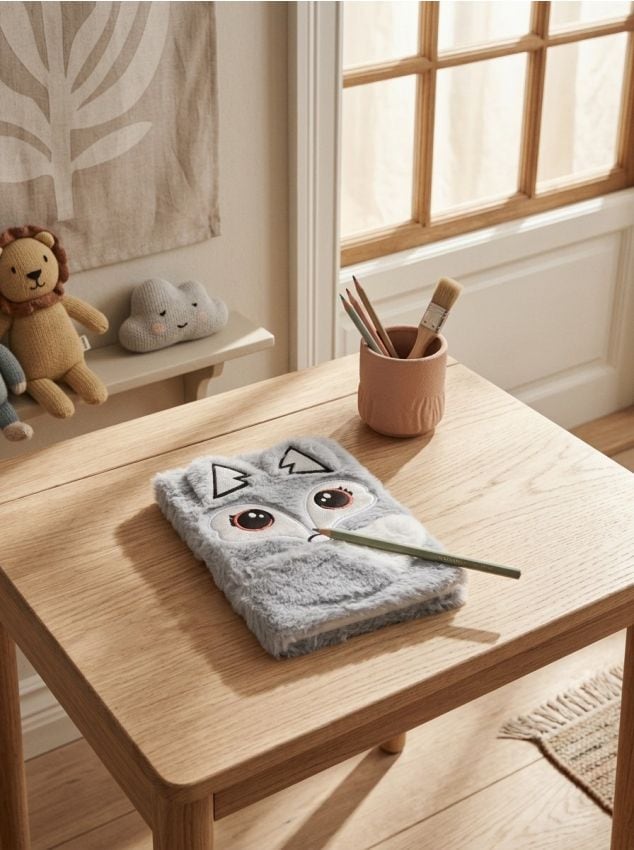 Sinsay - Caiet cu copertă din pluș - gri deschis