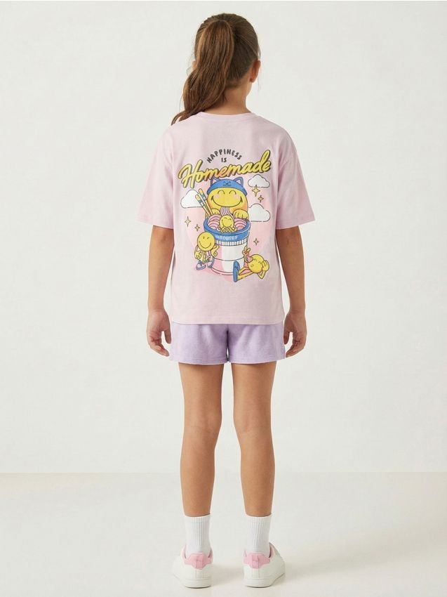 Sinsay - Tricou din bumbac cu imprimeu SmileyWorld - lavand