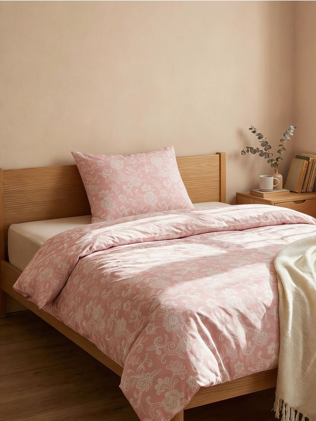 Sinsay - Set de lenjerie de pat cu motiv floral - nude