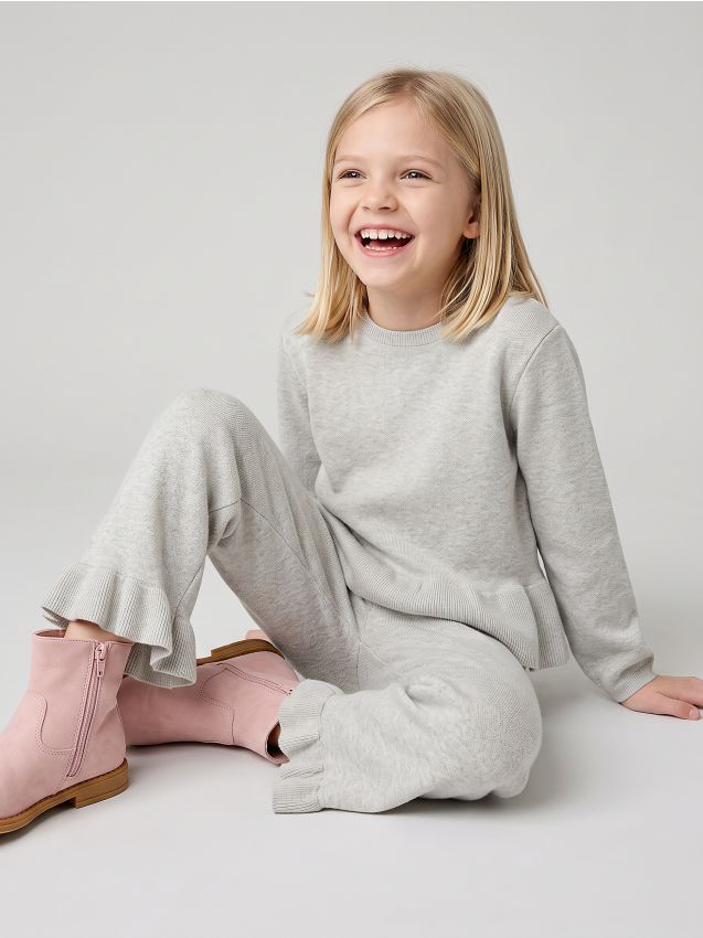 Sinsay - Pantaloni wide leg cu viscoză - gri-închis