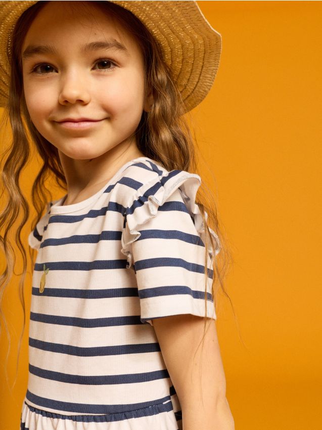 Sinsay - Rochii din bumbac cu dungi și motiv lămâi 2 pack - multicolor