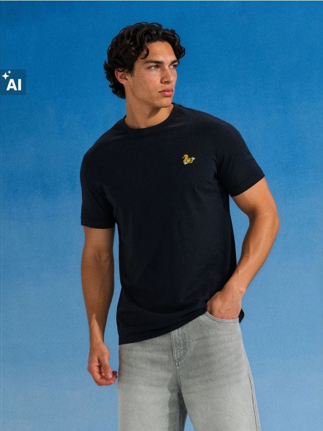 Sinsay - Tricou din bumbac cu broderie rățușcă - negru