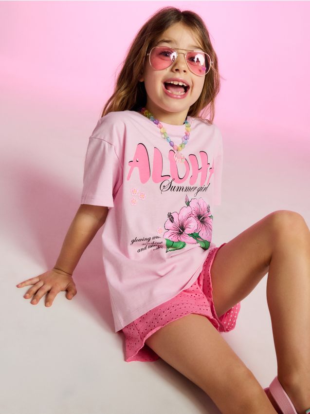 Sinsay - Tricou din bumbac cu imprimeu floral - roz