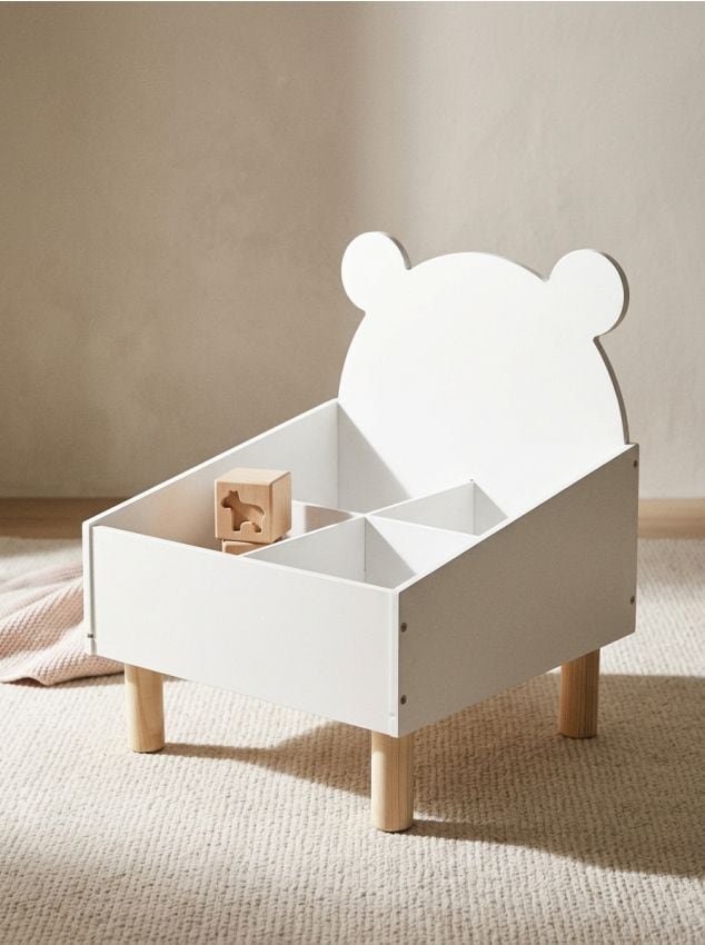 Scaffale per bambini con scomparti e motivo orsetto - bianco
