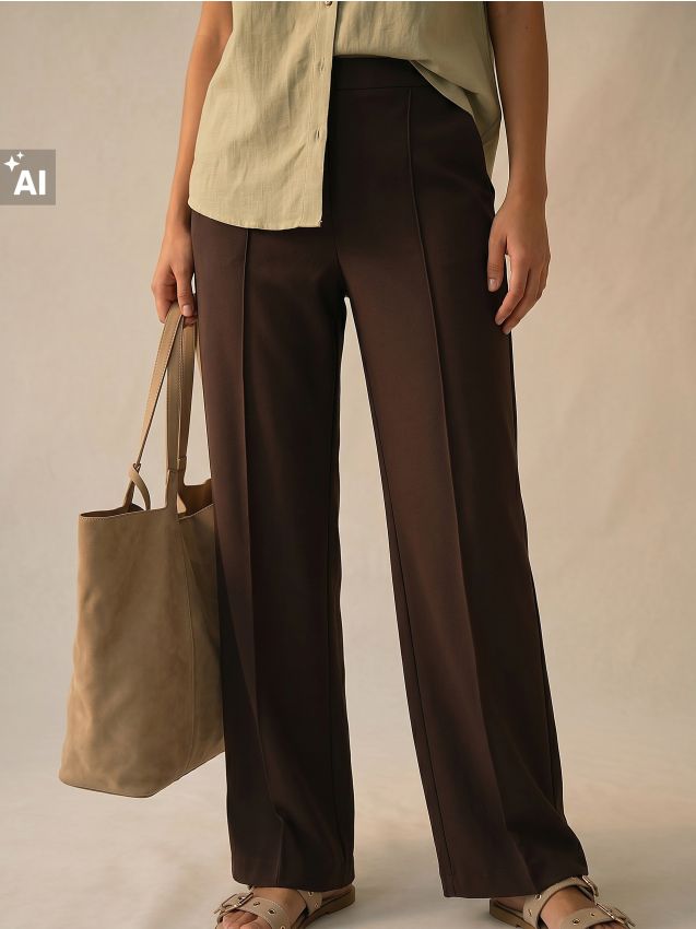 Sinsay - Pantaloni wide leg cu amestec de viscoză - maro