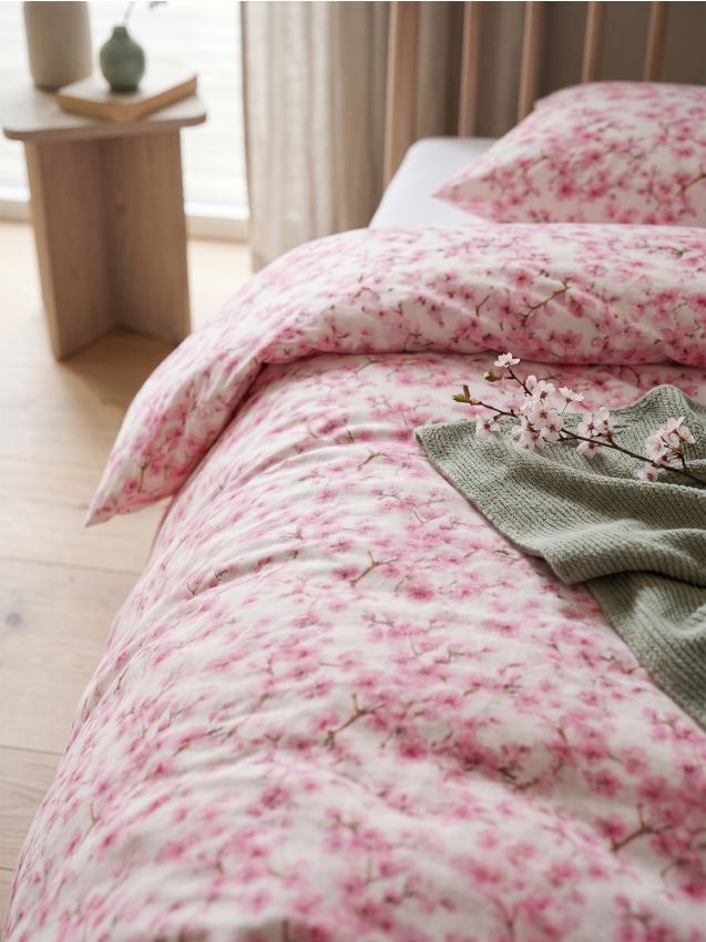 Sinsay - Set de lenjerie de pat cu motiv floral - roz