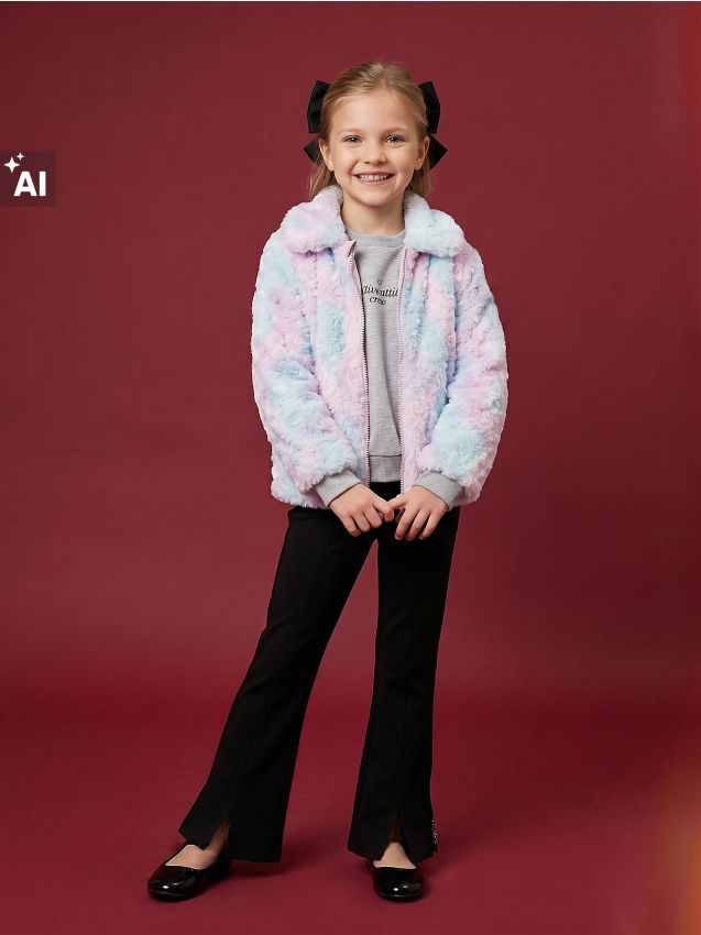 Sinsay - Jachetă din blană artificială cu efect tie-dye - multicolor
