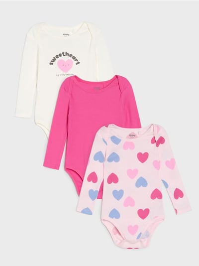 Бавовняне боді з довгими рукавами, 3 штук