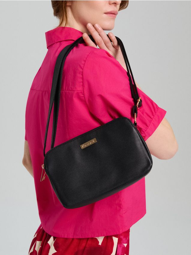 Sinsay - Geantă tip poștaș purtată pe umăr - negru