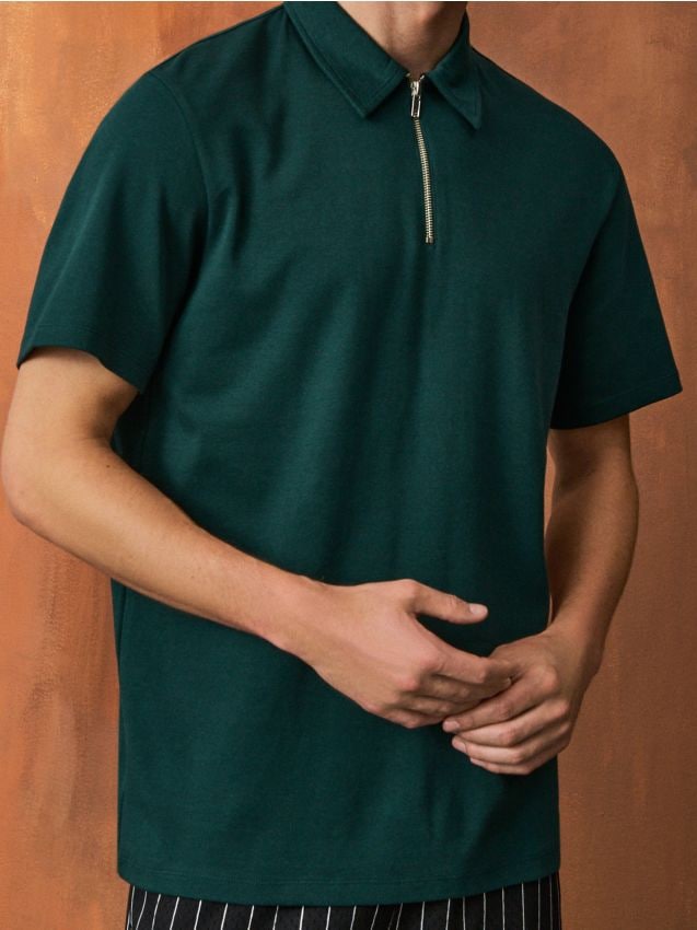 Sinsay - Tričko polo - modrozelená