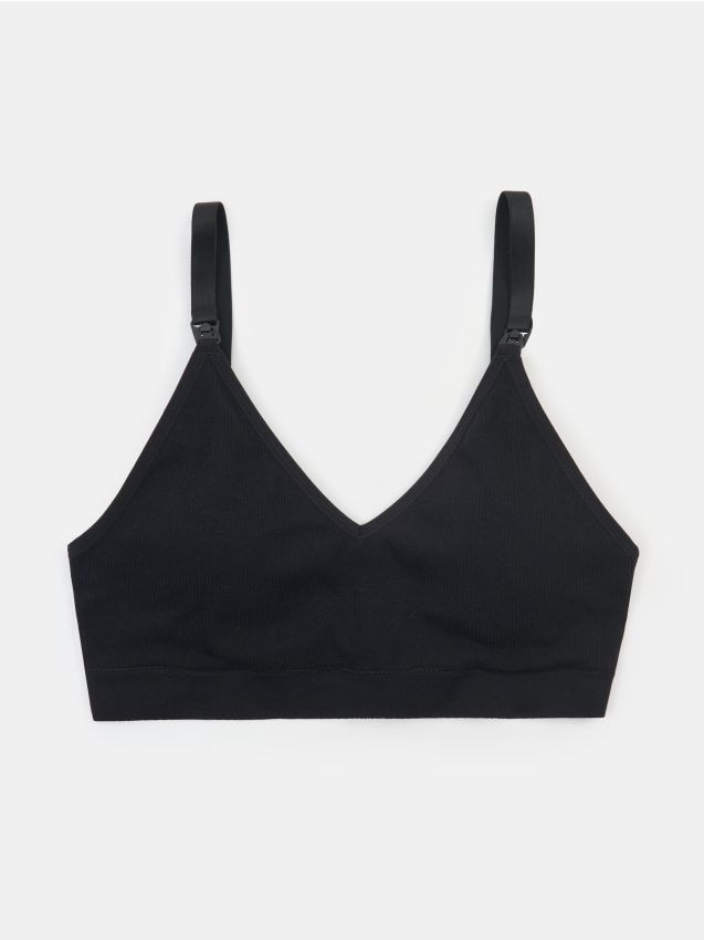 Sinsay - Sutien pentru sarcină și alăptare cu textură în dungi - negru