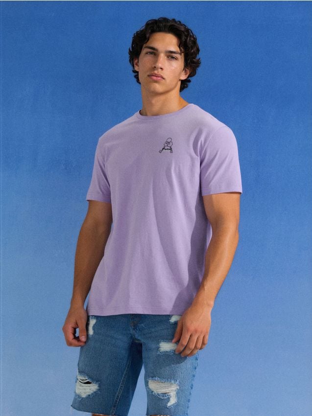 Sinsay - Tricou din bumbac cu mânecă scurtă cu imprimeu - lavand