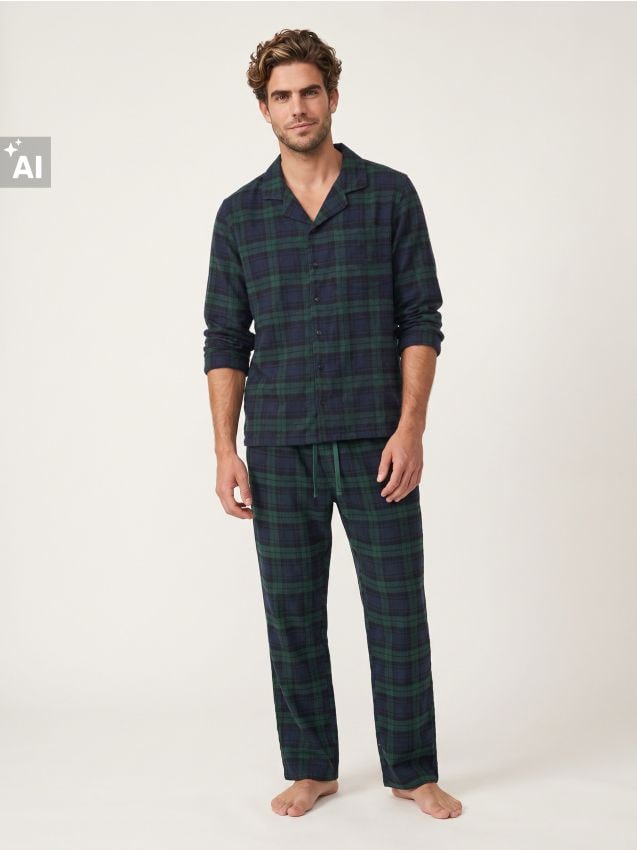 Sinsay - Pijama din două piese în carouri cu bumbac - multicolor
