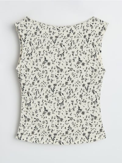 Блузка без рукавів з квітковим принтом