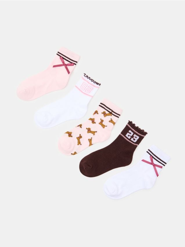 Sinsay - Șosete până la gleznă cu bumbac, pachet de 5 - multicolor
