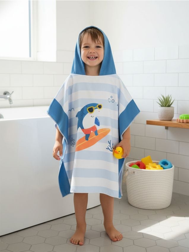 Sinsay - Prosop cu glugă cu motiv de rechin - light blue