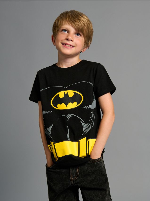 Sinsay - Bawełniana koszulka z krótkim rękawem Batman - czarny