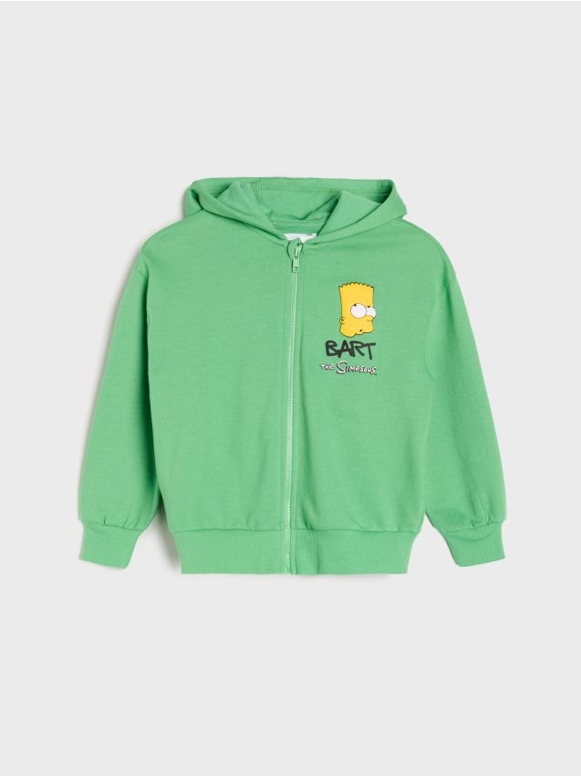 Sinsay - Hanorac cu glugă și fermoar Bart The Simpsons - verde
