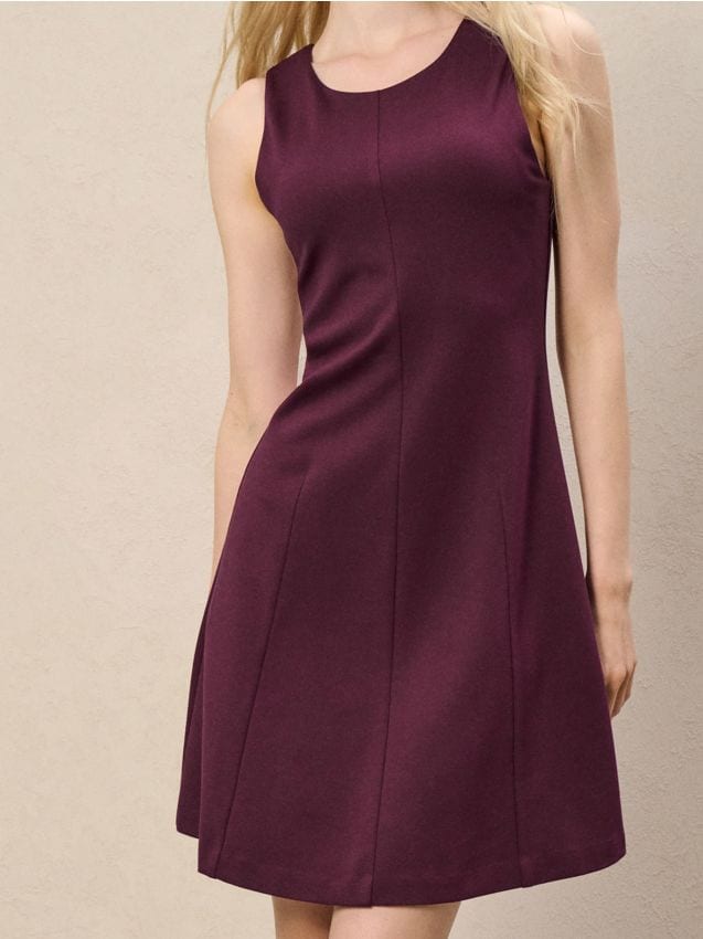 Sinsay - Gładka sukienka mini - bordowy