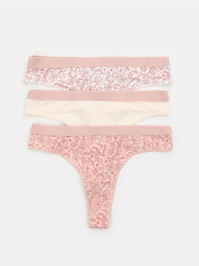 Sinsay - Chiloți string din bumbac 3 pack - multicolor