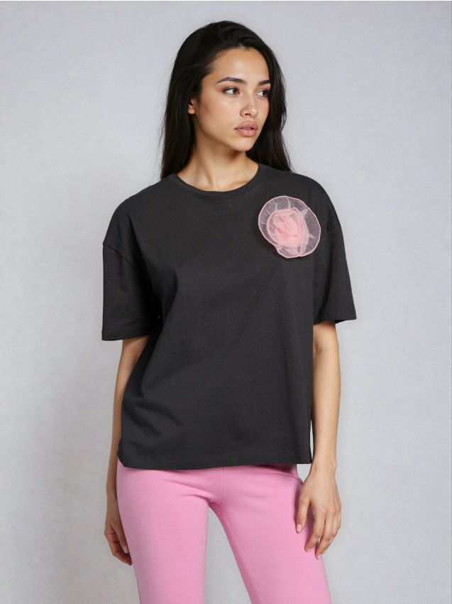 Sinsay - Tricou din bumbac - gri-închis