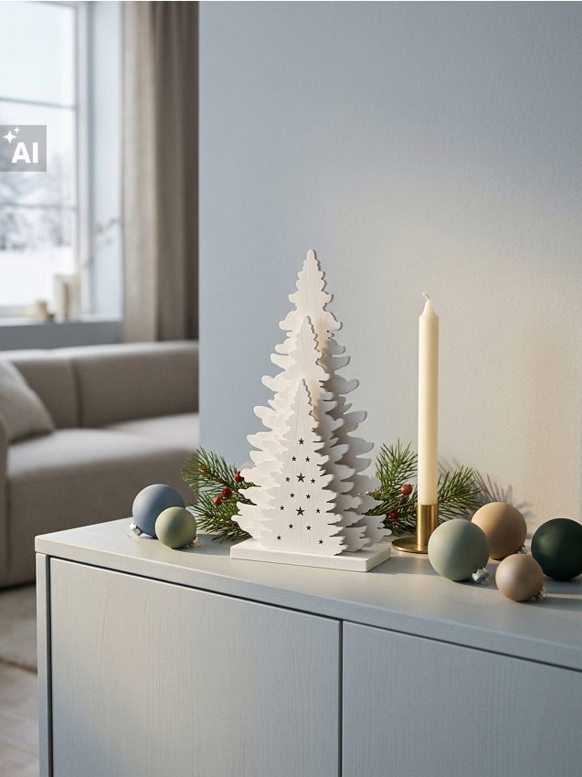 Sinsay - Decorațiune LED de Crăciun în formă de brad - alb