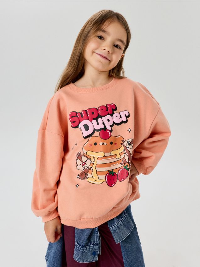 Sinsay - Hanorac din bumbac crewneck cu imprimeu Disney - roz-pastel
