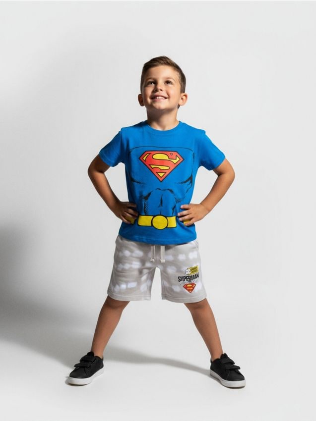 Sinsay - Tricou din bumbac cu mânecă scurtă Superman - albastru