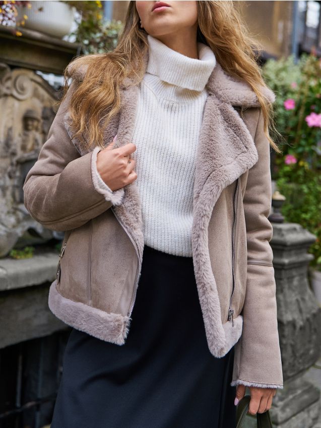 Sinsay - Motorkárska bunda - teplá olivová