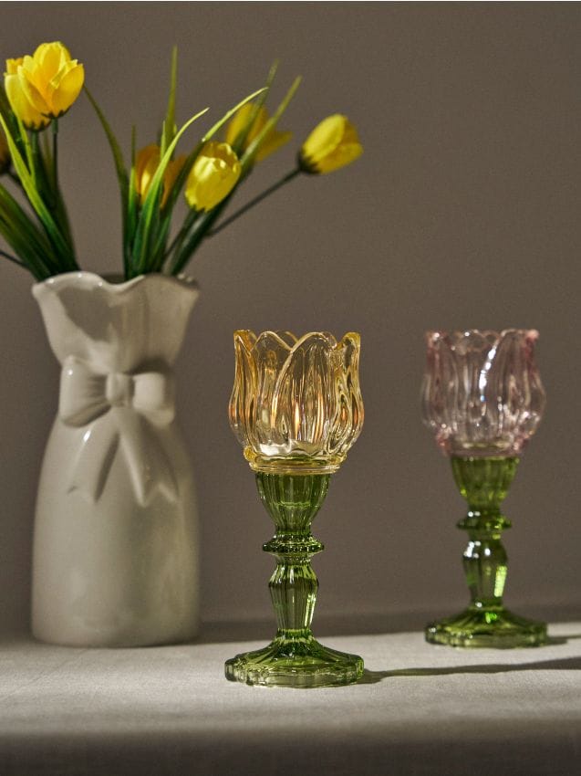 Sinsay - Suport de lumânare din sticlă - albastru-pal